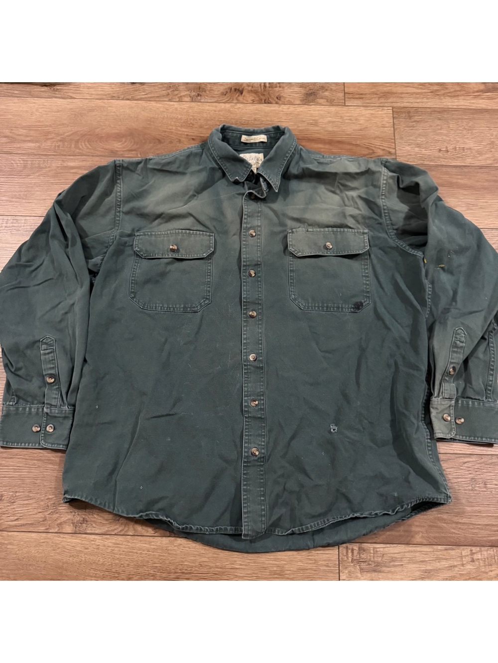 Cabela's Stonewash Canvas Work Shirt Mens XL Tall Green